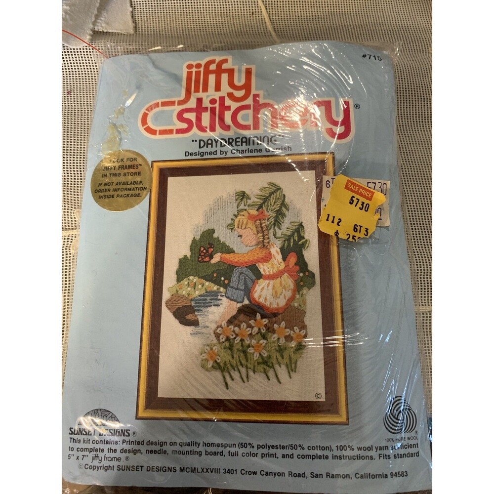 NOS NIP Vintage Jiffy Stitchery Kit Daydreaming 1978  #715 Charlene Gerrish